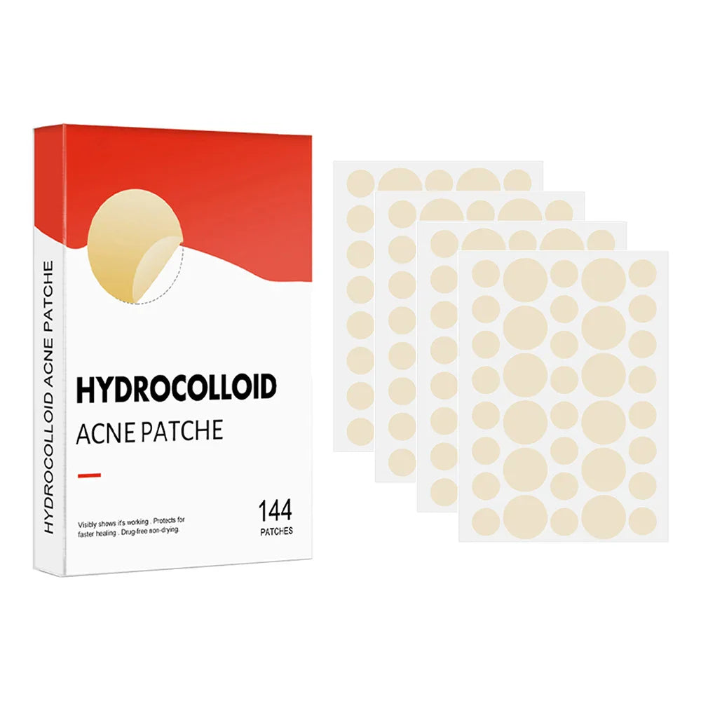 144pcs Face Acne Pimple Patch Set – 2 Sizes Invisible Professional Healing Spot Stickers for Men & Women Skin Care