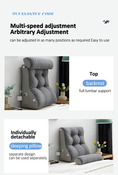 Soft Lumbar Bedside Cushion – Wedge Pillow for Back Support, TV Lounger & Reading, Decorative Bed Pillow