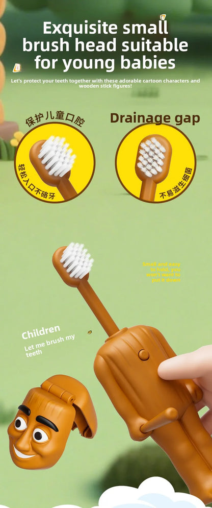 Italian Brainrot Tung Kids Toothbrush – Soft Nylon Bristles, Anime Cartoon Travel Teeth Brush for Whitening