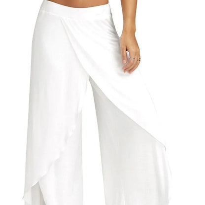 Women’s Plus Size Wide Leg Yoga Pants – Loose Fit Split Hem Dance & Fitness Trousers Elastic Waist Casual Summer Workout Wear