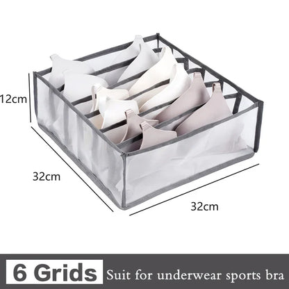 6/7/11-Grid Foldable Underwear & Socks Organizer — Breathable Mesh Clothes Storage Box with Dividers for Wardrobe