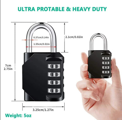 4-Digit Combination Lock – Resettable, Waterproof & Heavy-Duty Padlock for Outdoor Use