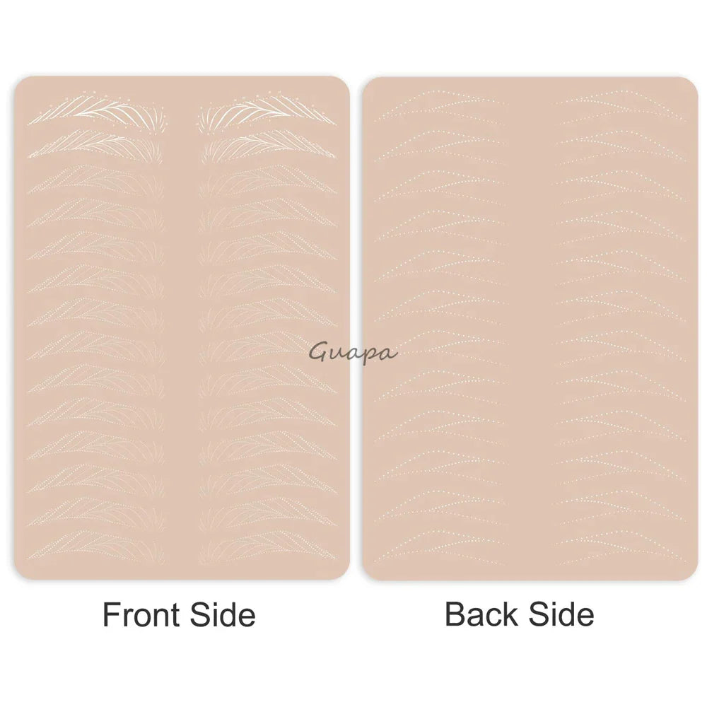Silicone Practice Skin for Permanent Makeup — Double-Sided Latex Sheet with Brows Design for Hair Stroke Training