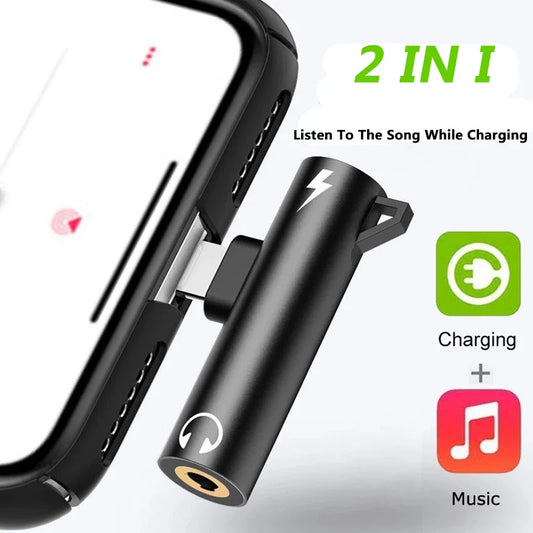 2-in-1 Audio Headphone & Charging Adapter for iPhone XR, XS, 11, 12, 13 – 3.5mm Jack to Earphone AUX Cable (Not Type-C)