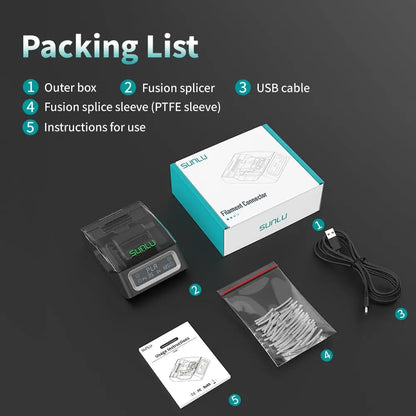 SUNLU 1.75mm Filament Connector – Fast Welding Tool for PLA, PETG, TPU, ABS, Nylon 3D Printer Filament