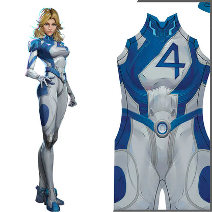 Female Susan Storm Cosplay Costume – Invisible Woman Zentai Bodysuit from Fantastic Four for Halloween & Party Jumpsuit