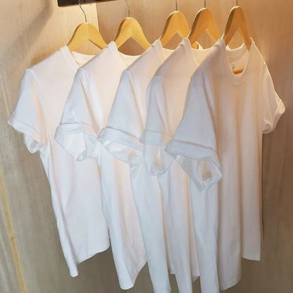 2-Pack Unisex 100% Cotton T-Shirts - Breathable Loose-Fit Short Sleeve Casual Tees