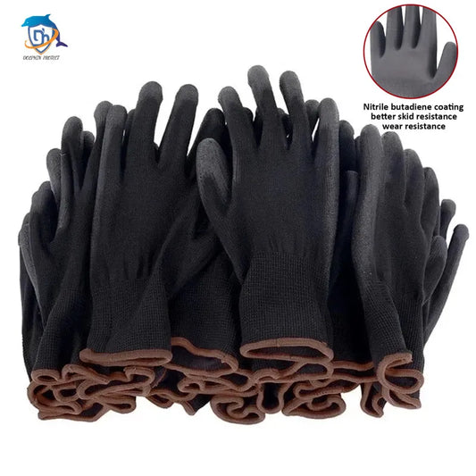 10/20 Pair Logo-Free Polyurethane Safety Work Gloves - Palm Coated Repair Gloves for Carpenters and Repairmen