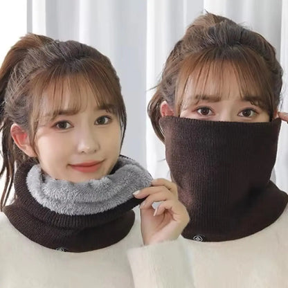 Women’s Winter Plush Woolen Scarf – Thick Fleece Neck Warmer, Knitted Muffler & Ski Mask