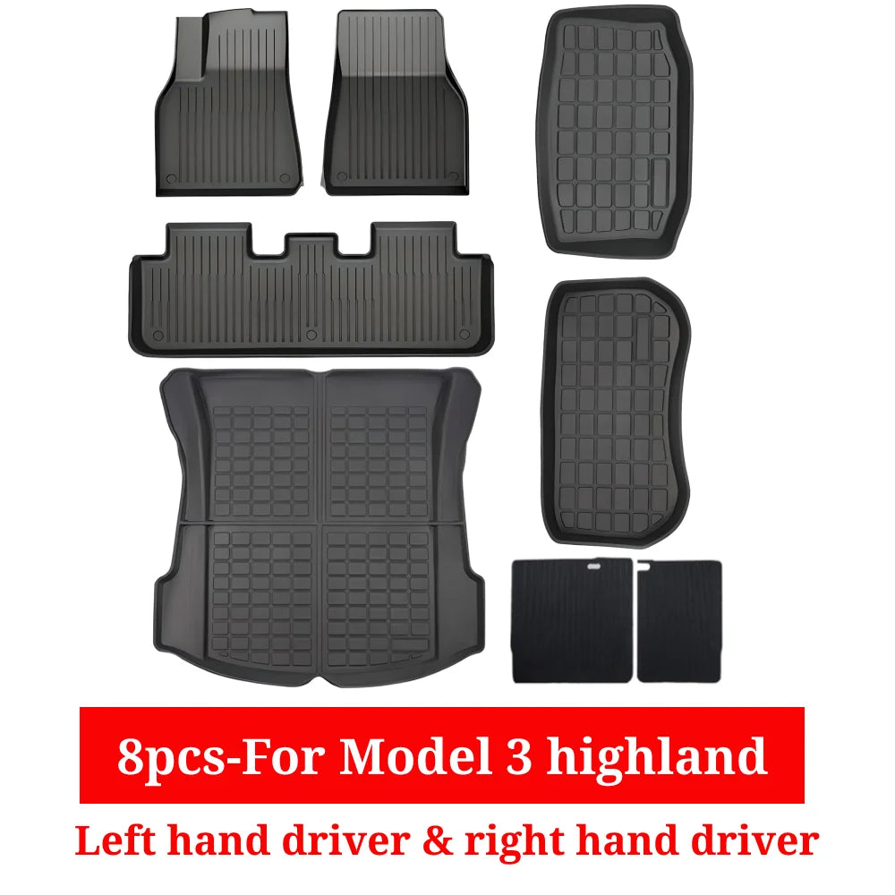 XPE All-Weather Floor Mats for Tesla Model 3/Y (2021-2024) – Waterproof Non-Slip Rubber Trunk Cargo Liner