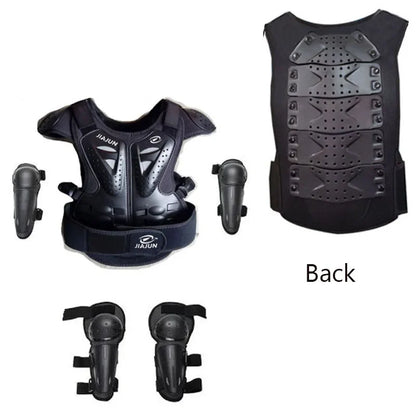 Kids Motocross Body Armor Vest – Chest, Spine & Knee Protection Gear for Boys & Girls (Height 0.85–1.7m)