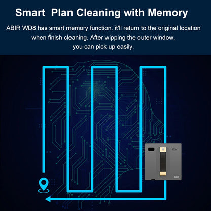 ABIR WD8 Robot Window Vacuum Cleaner – Dual Ultrasonic Spray, APP & Remote Control, Smart Home Glass Mop & Auto Wall Cleaning Robot