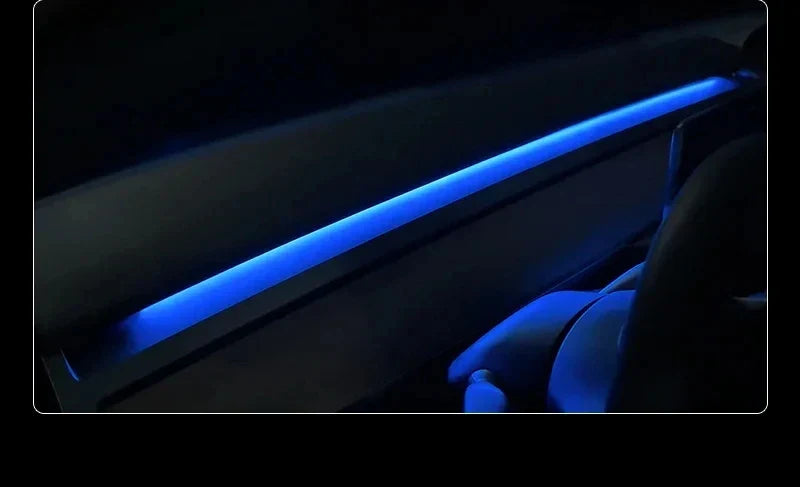 2-in-1 Dynamic Neon RGB Car LED Ambient Lighting – Auto OFF 60s Module for Tesla Model 3 & Y Dashboard Decoration