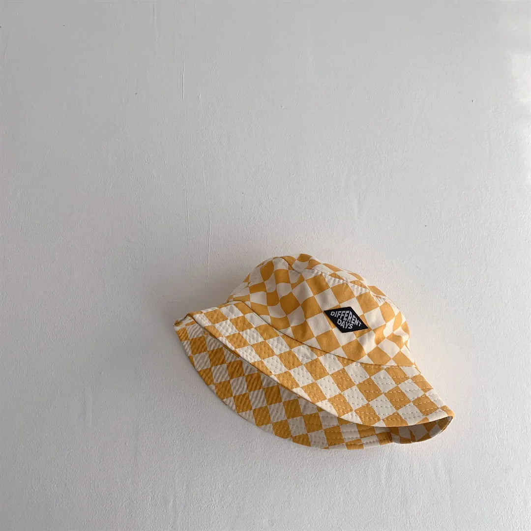 Kids Checkerboard Bucket Hat – Cute Plaid Fisherman Sun Cap for Boys & Girls | Soft Breathable Panama Style Baby Sun Protection Hat