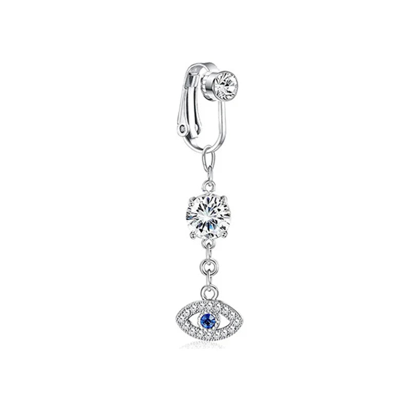 Faux Butterfly Leaves Belly Piercing – Dangling Clip-On Fake Navel & Cartilage Earring for Umbilical Piercing