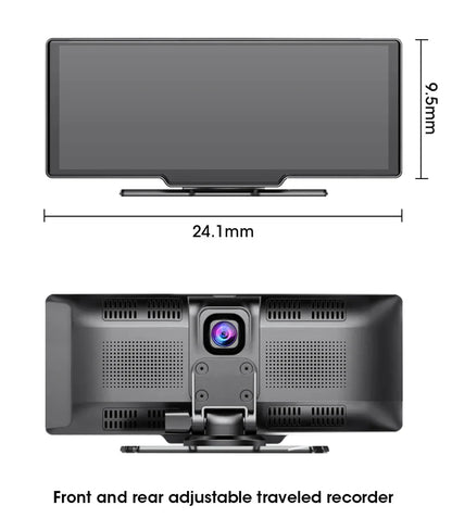 10.26'' 4K Car DVR Dashcam with CarPlay, Android Auto, Dual Lens Front 4K + Rear 1080P, Voice Control, GPS, BT, FM