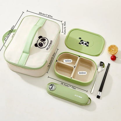 WORTHBUY 3-Grid Portable Lunch Box – Outdoor Sealed Divided Food Container, Detachable Plastic Microwave-Safe Box for Kids & Students