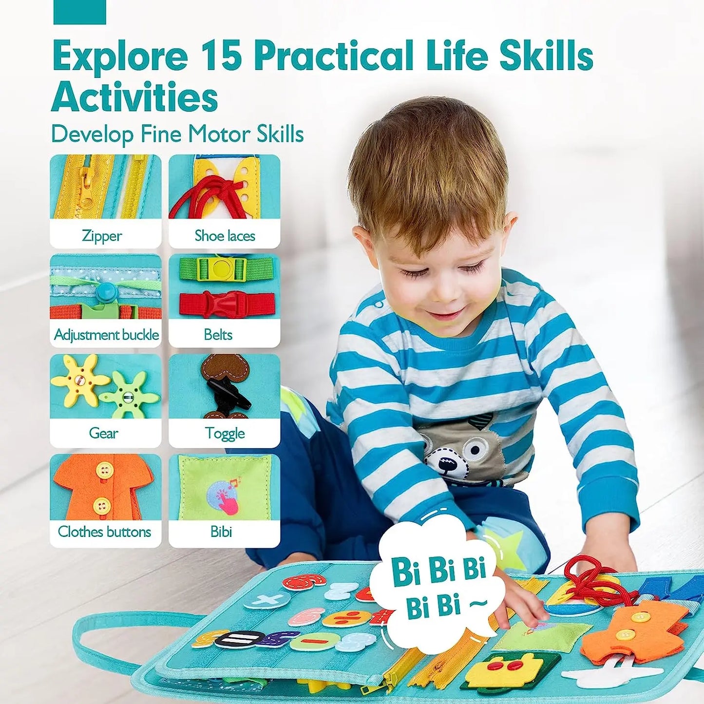 Montessori Busy Book – Portable Educational Toy for Toddlers, Travel Activity Board, Fine Motor Skills & Early Learning