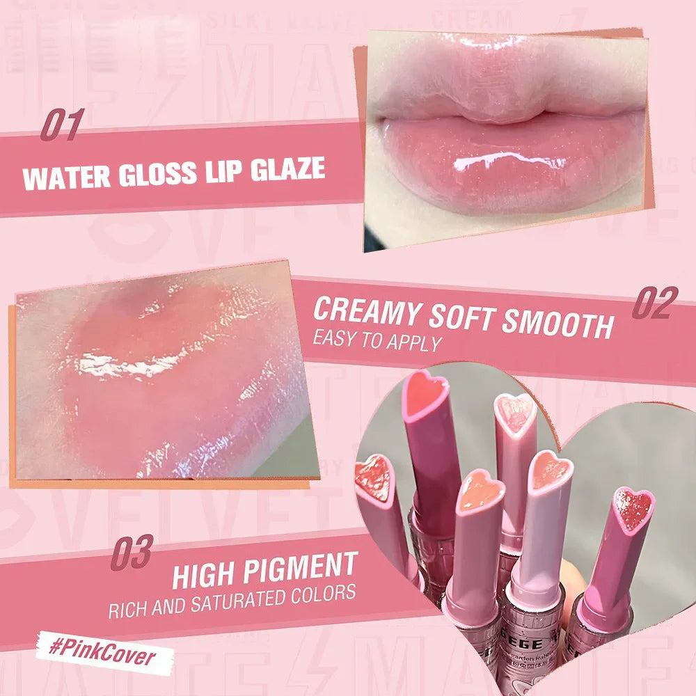 Gege Bear Pink Rabbit Lip Gloss — Moisturizing, Long-Lasting Watery Colored Lip Balm