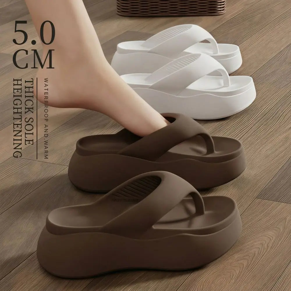 Height-Increasing Platform Slippers - 5CM EVA Non-Slip Lightweight Beach Sandals for Women