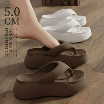 Height-Increasing Platform Slippers - 5CM EVA Non-Slip Lightweight Beach Sandals for Women
