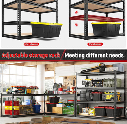 4-Tier Heavy Duty Garage Shelving – 2000LBS Adjustable Metal Storage Rack for Closet, Pantry, Utility