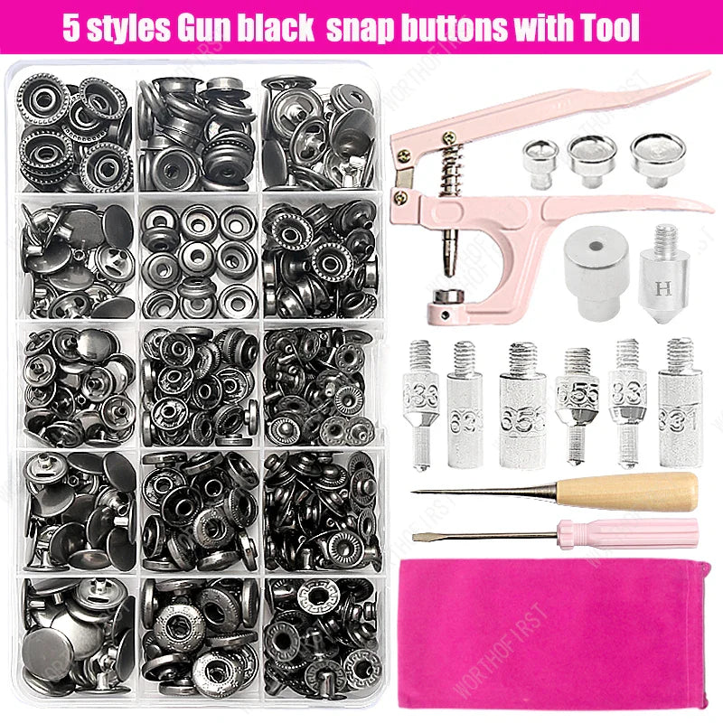 Metal Snap Fasteners Button Kit with Installation Pliers – Sewing Accessories for Jackets, Clothing & Leather Craft