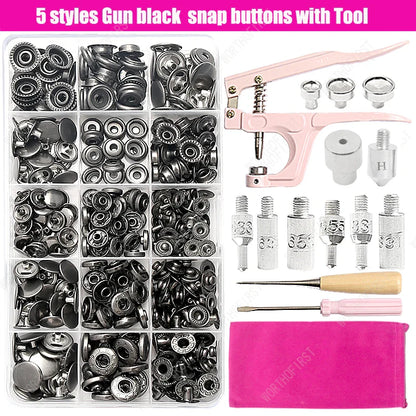 Metal Snap Fasteners Button Kit with Installation Pliers – Sewing Accessories for Jackets, Clothing & Leather Craft