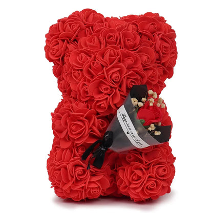 25cm Eternal Rose Teddy Bear – Artificial Flower Gift for Mom, Mother’s Day, Birthday, Valentine’s & Anniversary