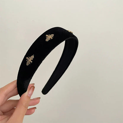 Retro Bee Wide Hair Hoop – French Fashion Headband for Women & Girls, Versatile Hair Accessory