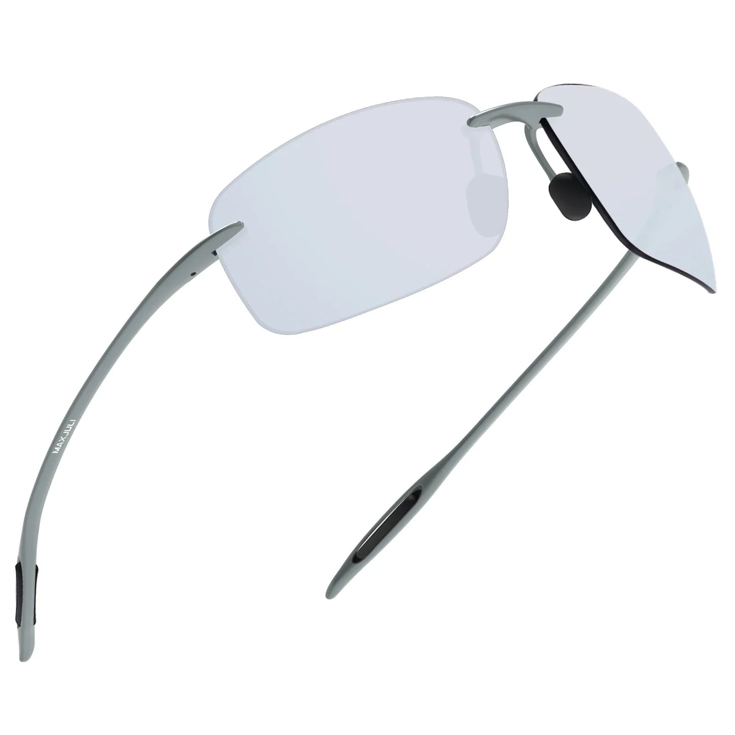 JULI Polarized Classic Sports Rimless Sunglasses – Ultralight Rectangle Frame for Men, Ideal for Fishing, Driving, UV400 Protection, Model MJ8009