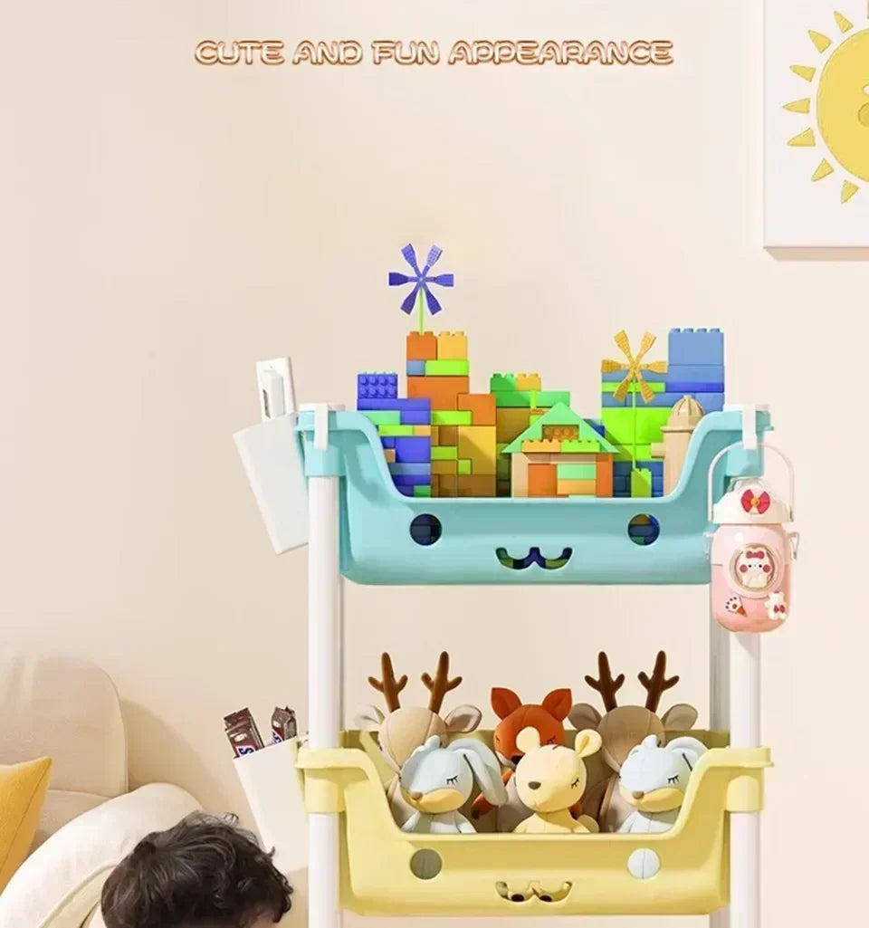 4 Layer Toy Storage Trolley & Bookshelf - Kids Organizer, Snack Rack, Bathroom & Kitchen Storage