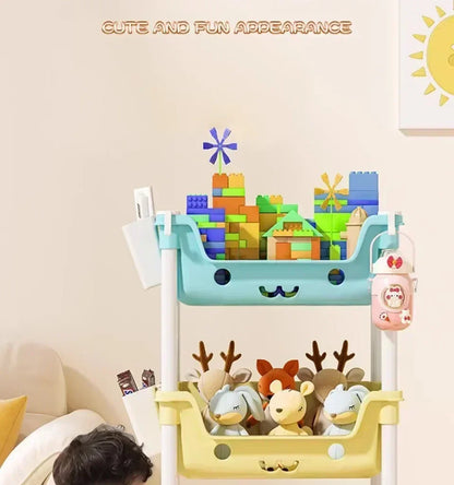 4 Layer Toy Storage Trolley & Bookshelf - Kids Organizer, Snack Rack, Bathroom & Kitchen Storage