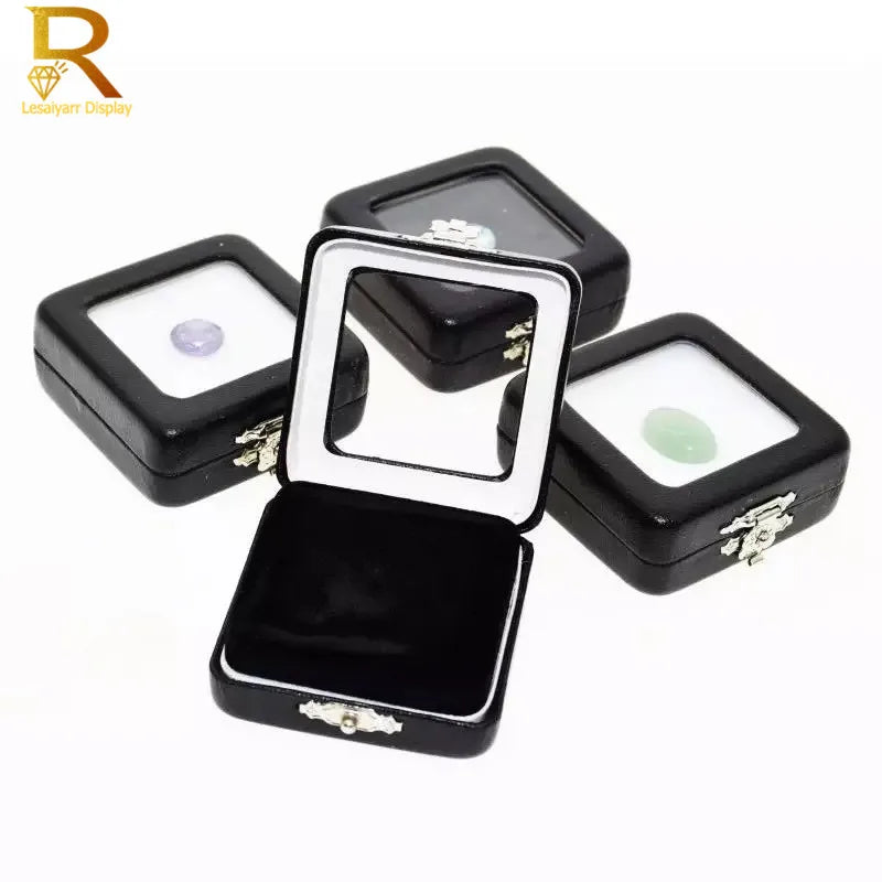 PU Leather Loose Diamond & Gemstone Display Box – Jewelry Storage Organizer Case with Black/White Pad for Beads, Pendants & Stones