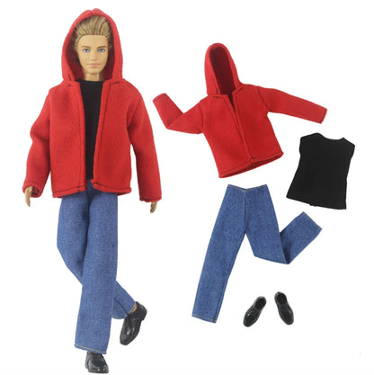 1 Set Woolen Overcoat Outfit for 12-inch Ken Doll – Multiple Styles Doll Clothes