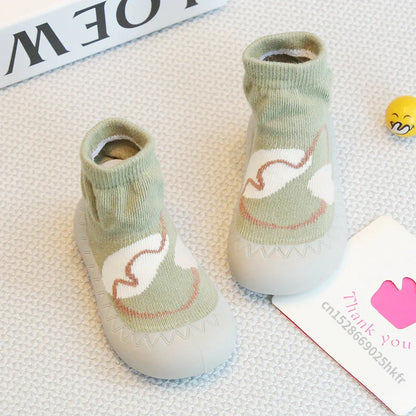 Newborn Baby Shoes — Embroidered Nonslip Socks & Soft Rubber Sole Booties for Boys & Girls