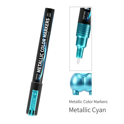 DSPIAE MKA Super Metallic Brush Pen – 12 Water-Based Colors with Soft Tip for Gundam & Mecha Model DIY Hobby