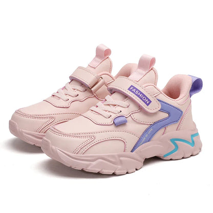 Kids Sport Casual Shoes — Leather Sneakers for Girls & Boys (Ages 5-16), Outdoor Running, Soft Sole, Anti-Slip Walking Footwear