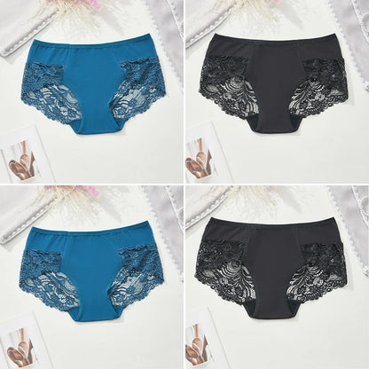 Women’s Lace Briefs 4-Piece Set - Soft Breathable Ruffle Trim Panties for Comfortable Daily Wear S-4XL