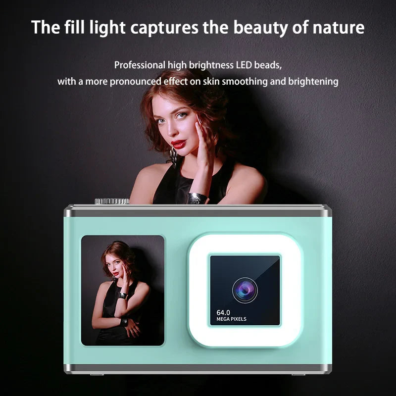 Xiaomi 64MP Digital Camera – HD Dual Lens with Zoom, Auto Focus, Smart Fill Light, Perfect for All Ages