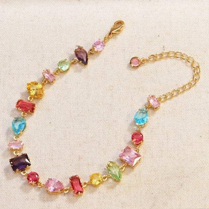 18K Gold Plated Crystal Zircon Necklace – Luxury Colorful Fashion Jewelry for Women, Party & Evening Accessories