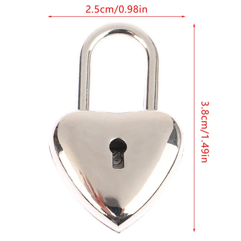 Heart-Shaped Mini Padlock with Key – Luggage, Jewelry Box, Diary, and Suitcase Lock for Travel and Wedding