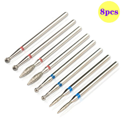 8pcs Diamond Nail Drill Bit Set - Rotary Electric Milling Cutters for Pedicure, Manicure, Cuticle Burr & Nail Tools Accessories