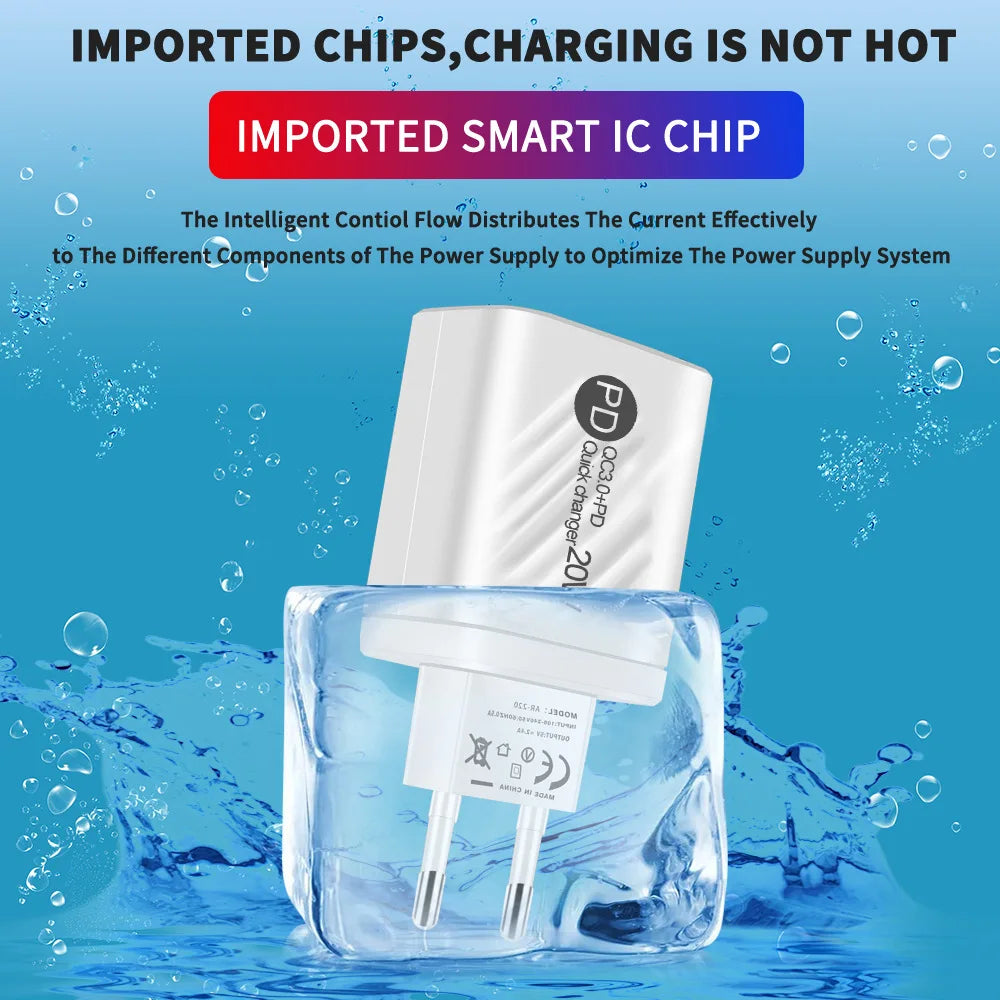 20W USB-C PD Fast Charger with Digital Display - Type C Wall Charging Adapter for iPhone, Samsung, Xiaomi, Huawei