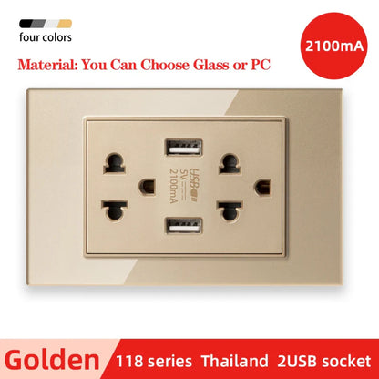 Herepow 118 Series Dual USB Wall Socket - Thailand & American Standard Smart Plug Adapter with Type-C 3.1A Fast Charging