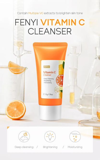 Vitamin C Facial Cleanser — Deep Cleansing, Moisturizing Face Wash Foam, Blackhead Removal Skincare