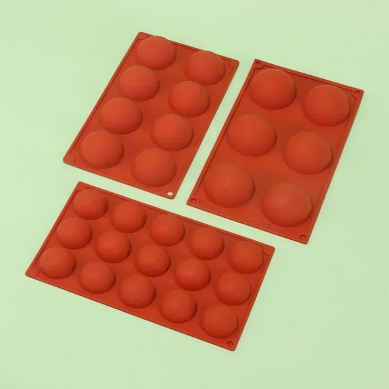 6/8/15/24-Hole Half Sphere Silicone Mold — 3D Brownie, Pudding, Mousse & Chocolate Dessert Baking Tool