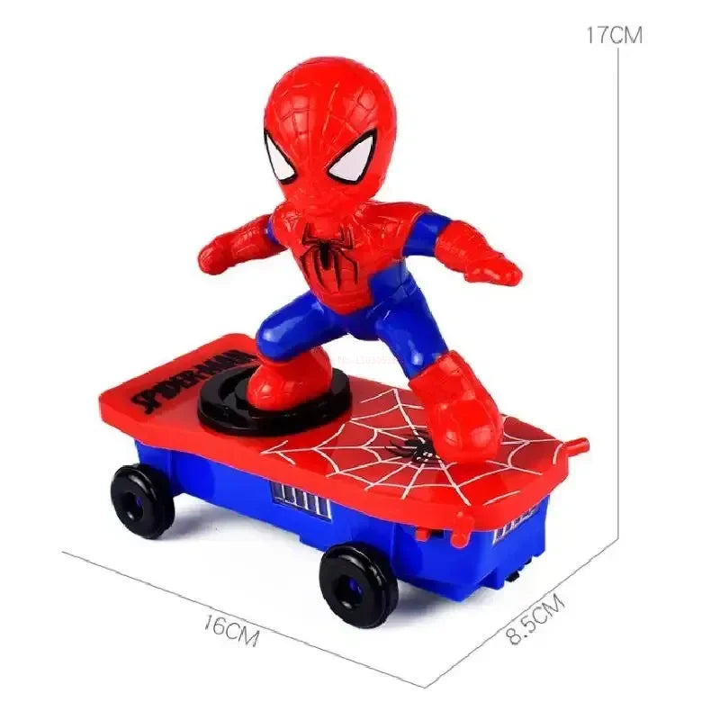 Marvel Spiderman Automatic Flip Rotation Skateboard - Acousto-Optic Car and Ultraman Electric Music Stunt Scooters, Christmas Toy