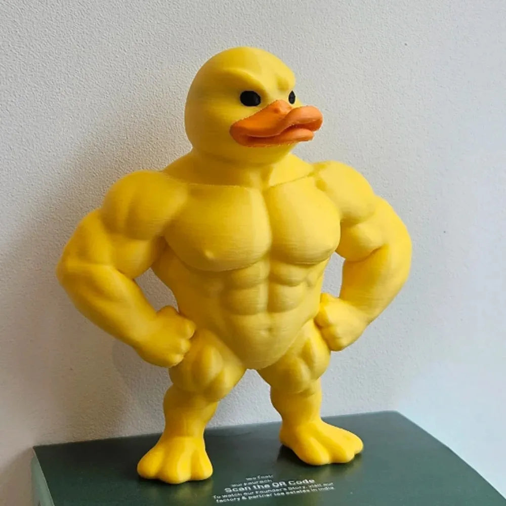 Muscle Duck 3D Statue – Cute Whimsical Desktop & Bookshelf Figurine, Indoor/Outdoor Home Decoration Accessory