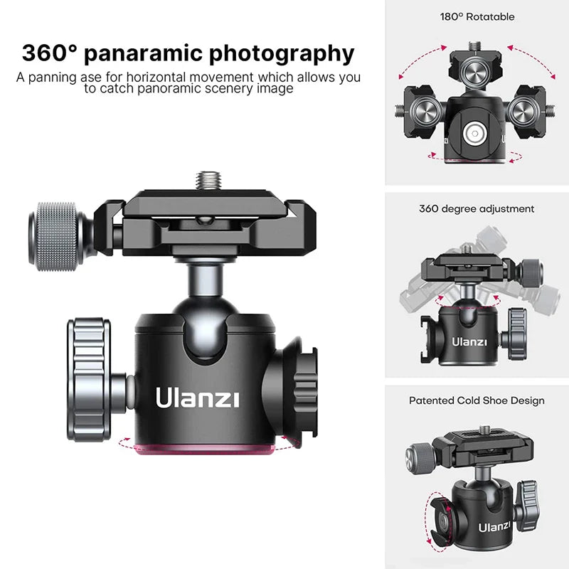 Ulanzi MT-24 Vlog Lite Metal Tripod – Extendable Monopod with Ballhead, Cold Shoe, Arca Quick Release, 1/4" Mount, 2.5KG Max Load